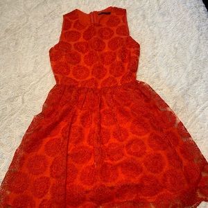 Zara Red Lace Floral Mini Dress